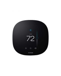 A photo showing an ecobee thermostat with temperature control. The thermostat is square with rounded corners.